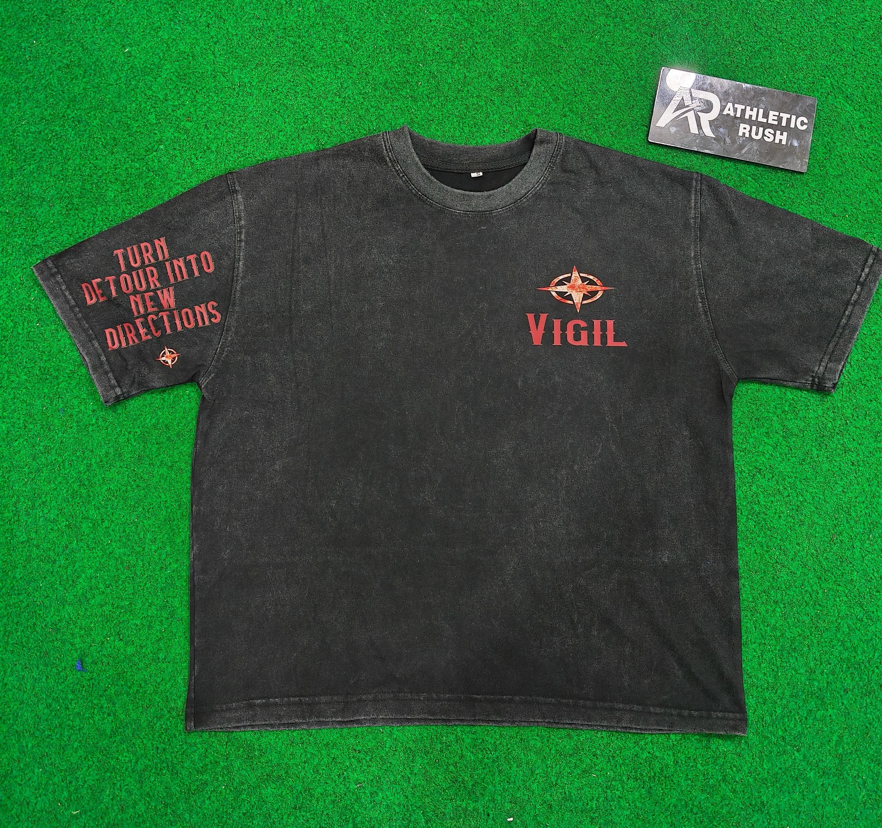 Vigil “Embrace Detours” Oversized Tee — Black/Orange