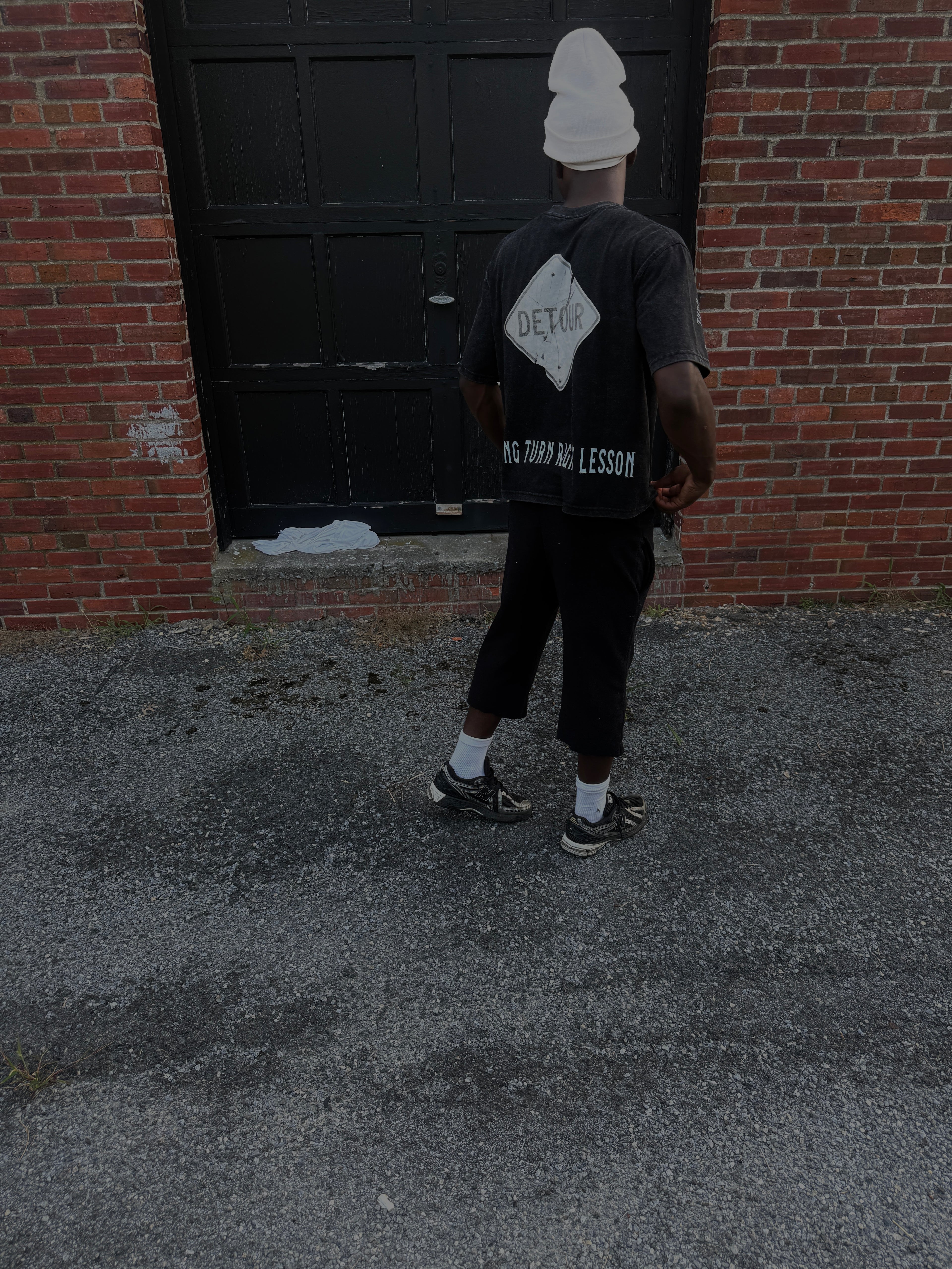 Vigil “Embrace Detours” Oversized Tee — Black & White