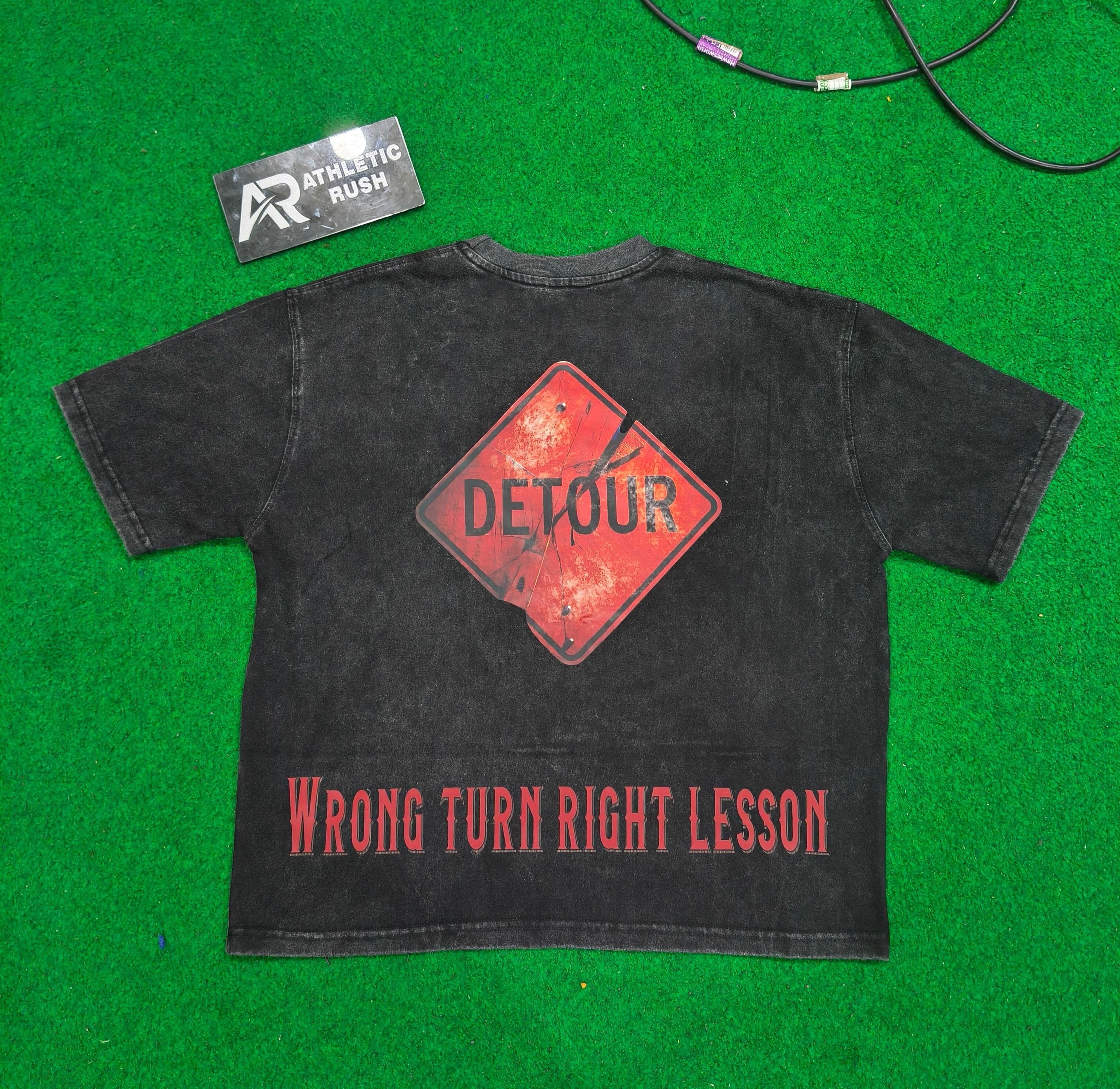 Vigil “Embrace Detours” Oversized Tee — Black/Orange