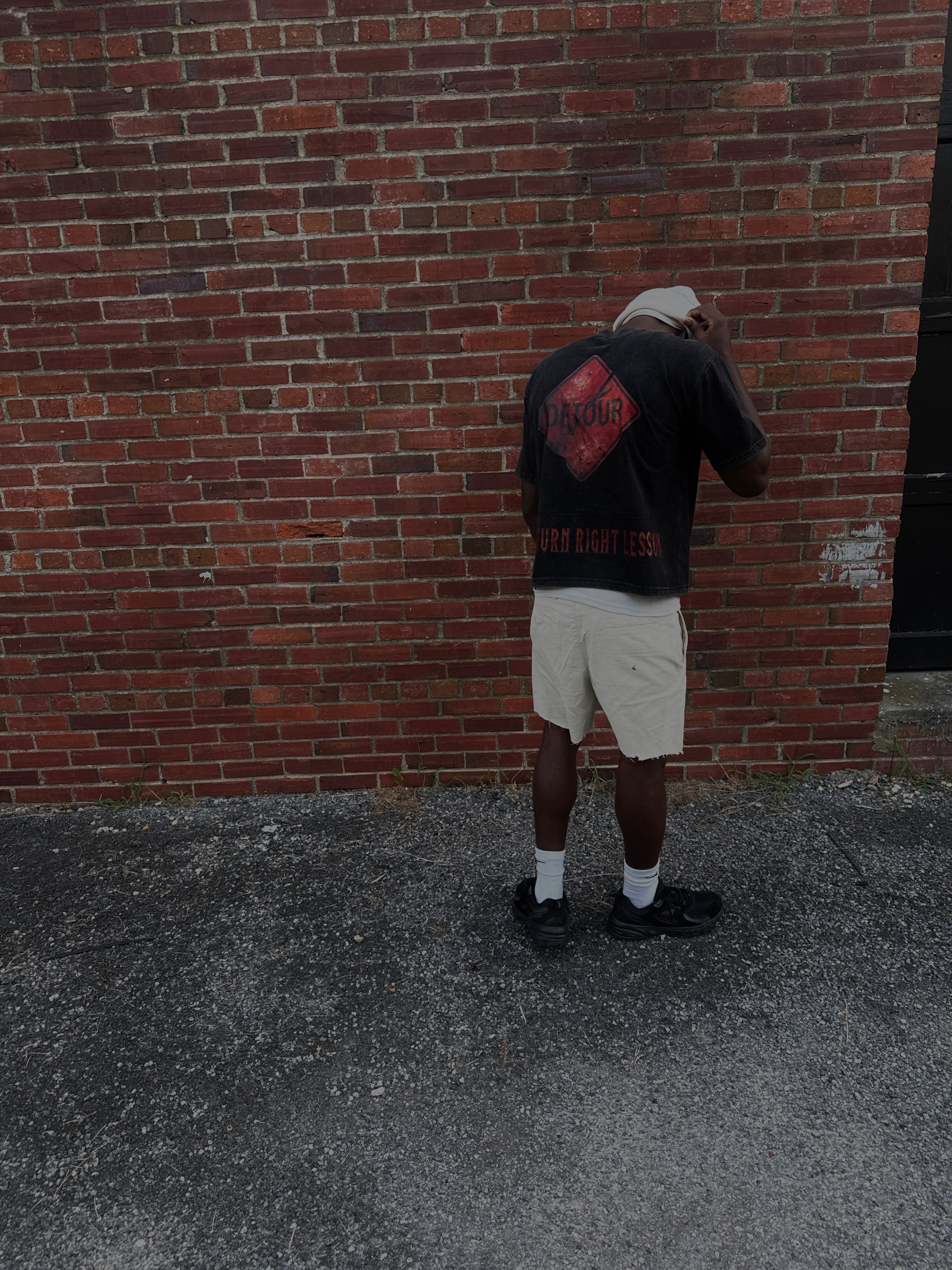Vigil “Embrace Detours” Oversized Tee — Black/Orange